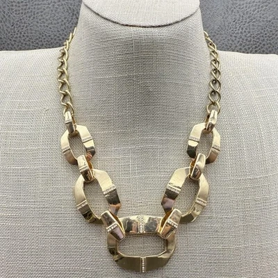 Collar JLO Jennifer Lopez tono dorado eslabón grande cristal acento cadena 16 pulgadas Foto 1 de 4