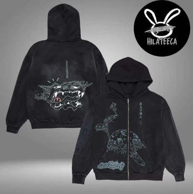 Travis Scott Merch Catus Jack X Fragment X Takashi Murakimi Reborn 3D Zip Hoodie - Image 1 of 2
