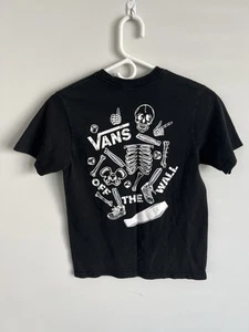 Vans Girls Skateboard Black Tee with front and back design, tag less, size M - Picture 1 of 7