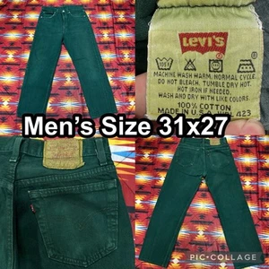 Vintage Levi’s 501 dunkelgrüne Herrenjeans 31 x 27 gerades Bein WPL 423 hergestellt in den USA - Bild 1 von 14