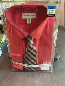 CHRISTIAN AUJARD PARIS Coral Collar Dress Shirt & Tie XL (17 -17.5) NWT - Picture 1 of 2