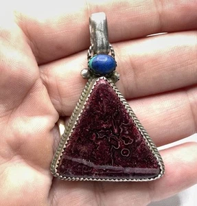 Vintage Navajo Indianer lila Ozean Jaspis & Azurit Tropfen Anhänger ~ 13,2 g - Bild 1 von 11