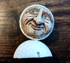 Hand Carved Caricuture Golf Ball - Picture 1 of 4