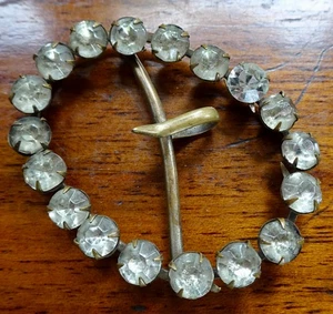 antique Edwardian clear rhinestone pronged dress belt buckle -15 - Picture 1 of 3