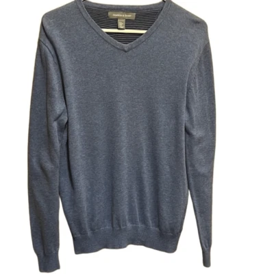 Suéter Grayson Dunn Para Hombres Medio Azul Cuello en V Manga Larga 100% Algodón Informal Golf Foto 1 de 4