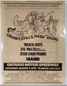 CROSBY STILLS NASH YOUNG Beach Boys JOE WALSH The Band 1974 Concierto ANUNCIO Ontario - Imagen 1 de 1