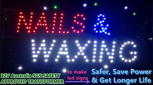 NAILS & WAXING LED NEON SIGN LIGHT Plate for Beauty Shop Business 55cm*33cm - Picture 1 of 1
