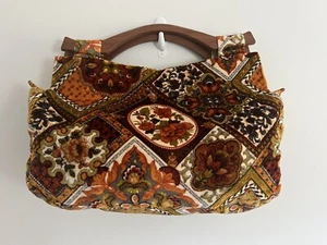 Boho Bag Vintage Wooden handles handmade? FALL COLORS , Festival , Harvest HTF - Picture 1 of 9
