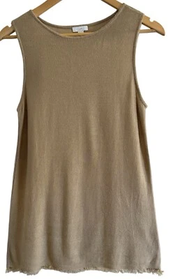 J.Jill Sleeveless Beige/Tan Linen Blend Knit Sweater Fringe Hem Lightweight -XS- - Image 1 of 4