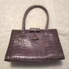 Vtg Liz Claiborne Taupe Snakeskin Texture PVC Small Double Handle Handbag
