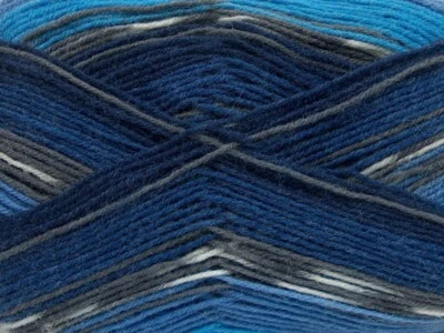 100 Gram Super Sock Yarn #41777 Blue Black Grey + Self-Patterning Superwash Wool - Image 1 of 4