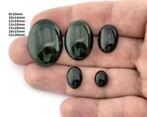 Cabujones de espalda plana con cúpula ovalada de piedra dorada verde sin agujeros cabina97-11 - Imagen 1 de 2