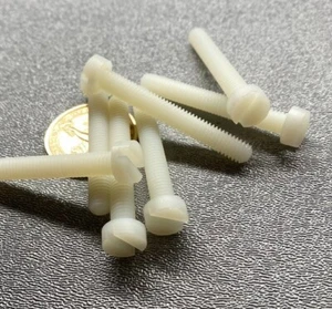 Nylon Cheese Head Slotted Metric Machine Screw M6 x 1.0 x 45 mm Long, 100 pcs - Picture 1 of 14