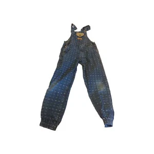 Vtg OshKosh B’gosh Vestbak Sz 7 Boy Denim Longhorn AOP Overalls USA Texas Cowboy - Picture 1 of 7