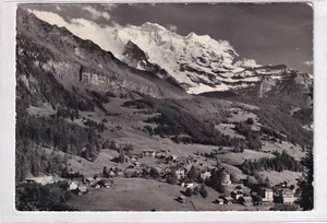Ansichtskarte Blick auf Wengen mit Jungfrau - Panorama - schwarz/weiß - Picture 1 of 2