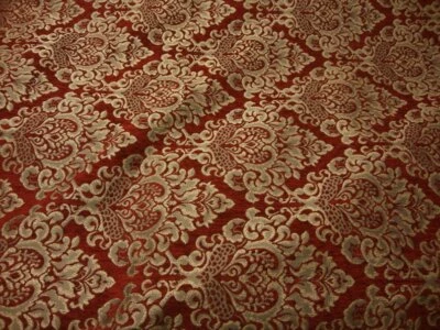 Tela de chenilla Rubí Cleopatra dorado estampado damasco tapicería muebles tela  Foto 1 de 2