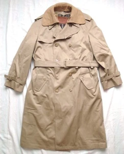 Vintage 90s Mighty Mac 42R Belted Coat Trench Beige Lined - Picture 1 of 10