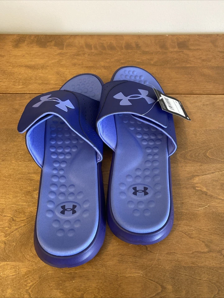 Under Armour 蓝色拖鞋男式 18 码全新带标签 — 第 1/2 张图片