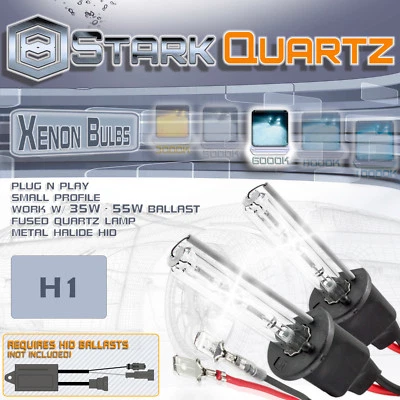 35W / 55W Xenon HID Bulbs Fog Light 6000K Ice White - H1 Replacement Pair - Image 1 of 3