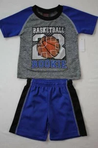 Boys 2 Piece Set Size 18 Months Outfit T Shirt Shorts Basketball Sports 23 Ball - Picture 1 of 2