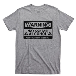 Warning May Contain Alcohol T Shirt Bourbon Scotch Beer Whiskey Whisky Rum Tee - Picture 1 of 11