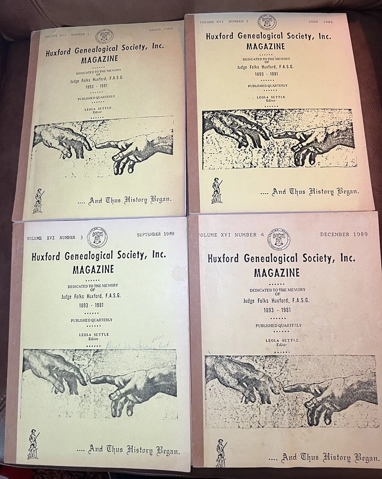 1989 Huxford Wiregrass Genealogical Society Magazines Set Of All 4 Volumes - Image 1 of 1
