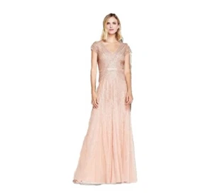 Adrianna Papell Size 10 Women's Long Beaded V-Neck Dress with Cap Sleeves - Bild 1 von 5