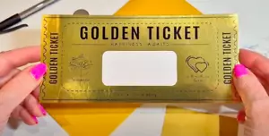 Gift Golden Ticket, Personalised Gift Card, Surprise Holiday Reveal, Scratcher - Picture 1 of 8