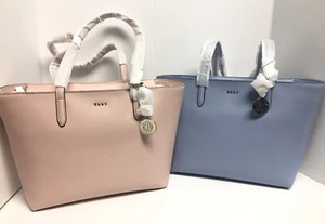 DKNY Bryant Medium Sutton Leather Tote Bag Laptop Purse 4A3014 Blue or Pink NWT - Picture 1 of 9