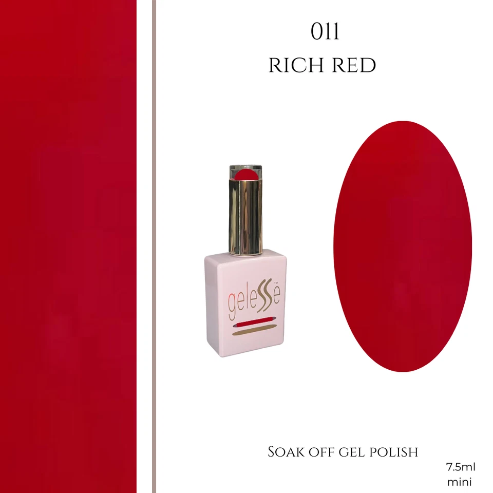 GELESSE Hema free GEL nail polish RICH RED soak off, high covering FREE fast post