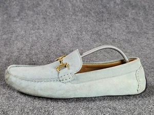 Mocassini Saks Fifth Avenue uomo taglia 11,5M blu cipria scamosciati abbigliamento da lavoro di design - Foto 1 di 9