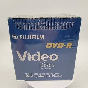 Fujifilm 25 Pack DVD+R Video Discs & Cases 4.7GB /Go 120 min. For Movies, Music - Picture 1 of 11