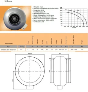 Hochleistungs Radial Rohreventilator Lüftung Abluft leise 315 mm Kunststoff - Picture 1 of 1