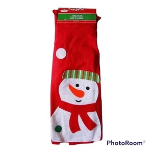 Casa di Natale Pupazzo di Neve Rosso Albero Feltro Gonna 38 Pollici Decorazione Festività - Foto 1 di 6