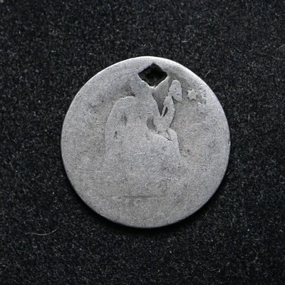 1850's Seated Liberty Silver Dime with old Square hole (cn15168) - Image 1 of 2