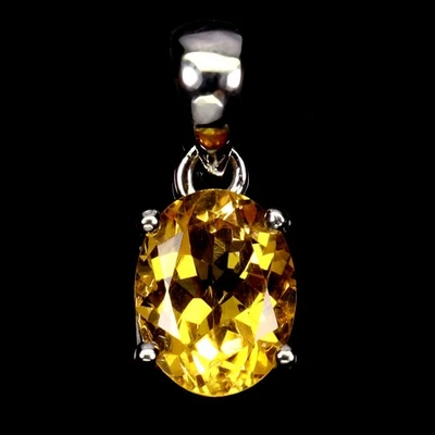 Colgante de plata de ley 925 ovalado citrino 9x7 mm joyas de piedras preciosas naturales Foto 1 de 4
