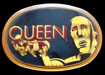 SA26141 *GENIAL* 1977 PACIFICA ***QUEEN - NOTICIAS DEL MUNDO*** HEBILLA DE MÚSICA ROCK Foto 1 de 2