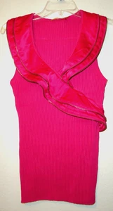 Top Belldini Hot Rosa Tejido Sin Mangas Elástico Cuello en V Volantes en Cascada Talla-XL - Imagen 1 de 7