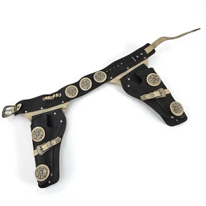 Vintage S Bar M Leder Spielzeugpistole Doppelholster schwarz-weiß - Bild 1 von 8