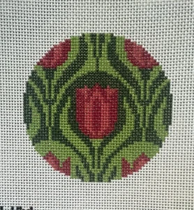 Art Nouveau Stitch Painted Needlepoint Canvas 3” 18 Mesh - Picture 1 of 1