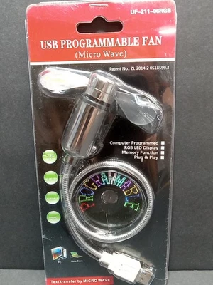 Flexible USB Fan LED Programmable Fan RGB Color Message Display For PC Laptop AM - Image 1 of 4