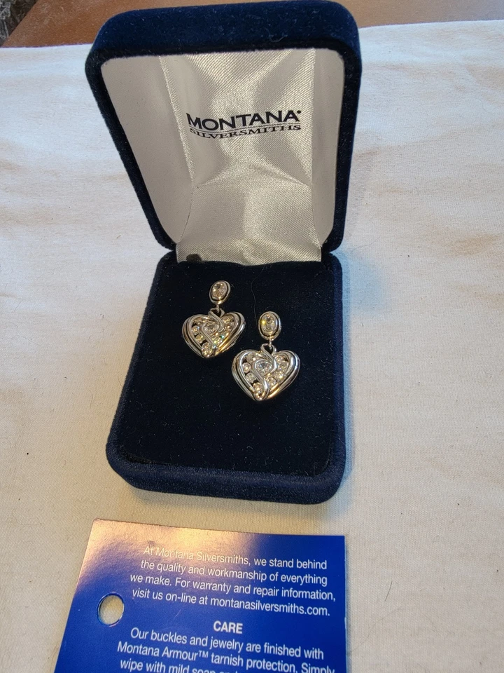 Pendientes de corazón y cristal de platero Montana 925 nuevos en caja Foto 1 de 2