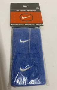 Vintage Nike Swoosh Two Wristbands Blue With White Swoosh - Picture 1 of 5