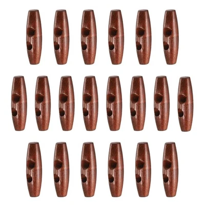 20 botones de palanca de madera 40 mm 2 agujeros madera oliva botón de costura, granate Foto 1 de 4