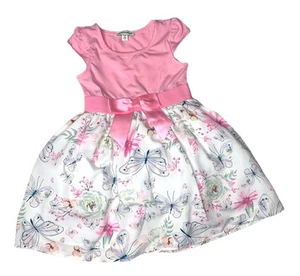 Max & Daisy Dress Floral Party Easter Spring Pink White | Girls Size 4 Toddler - Picture 1 of 3