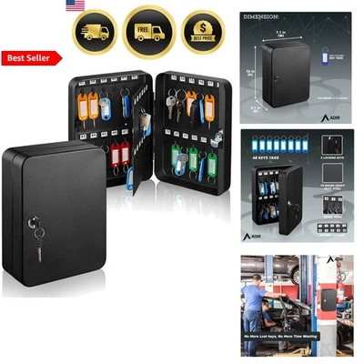 Key Lock Box Wall Mounted Key Cabinet Lock Box 48 Hooks Metal Secure Organizer - Image 1 of 4