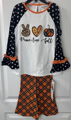 Ediciones Raras 6X Niñas Cuadros Apliques Calabaza Paz Amor Conjunto Nuevo con Etiquetas Foto 1 de 4