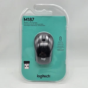 Logitech M187 BLACK Mini Wireless Scroll Optical Mouse w/Nano USB Receiver New - Picture 1 of 3