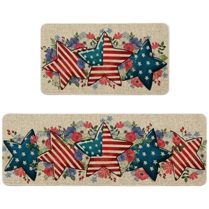 4th of July Kitchen Rugs Sets of 2 Decor, Independence Day Patriotic Kitchen ... - Picture 1 of 7