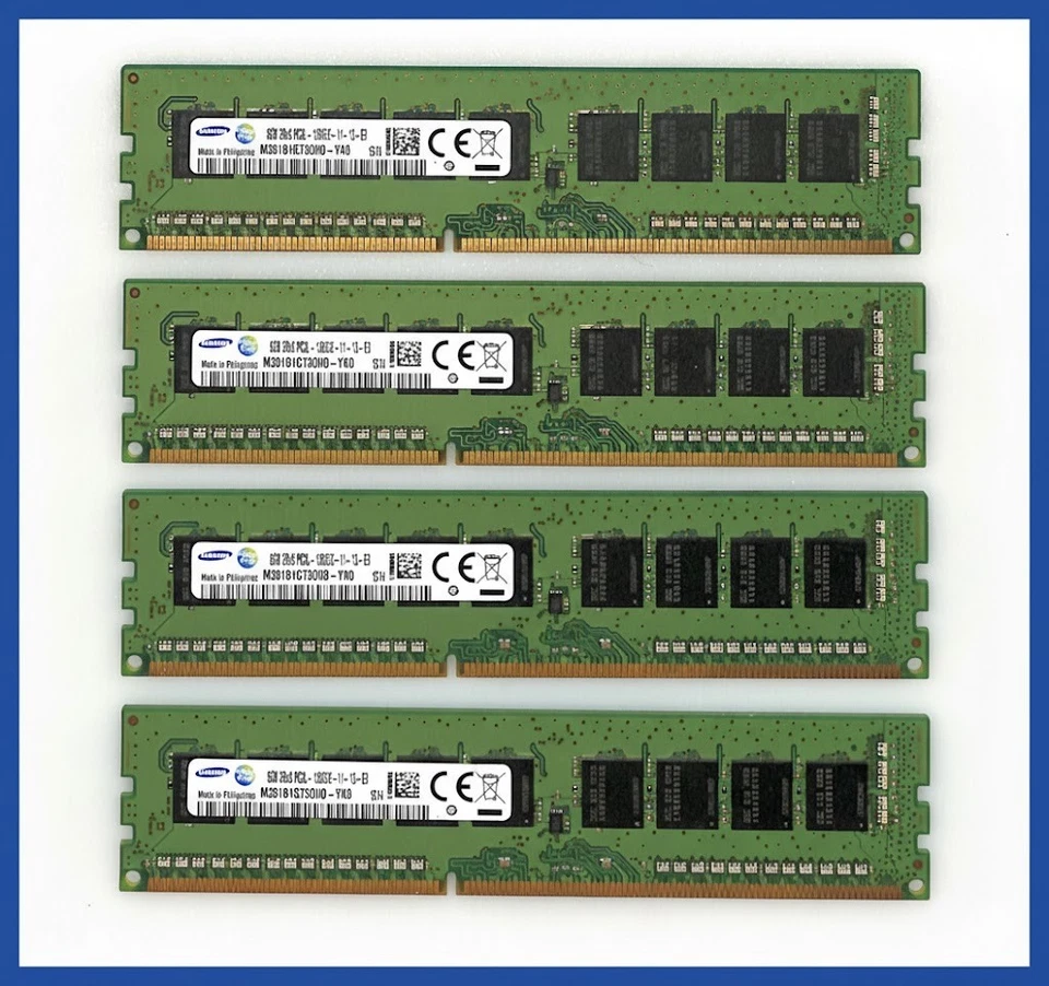 LOT 4X Samsung 8GB DDR3 1600 ECC 2Rx8 PC3L-12800E – M391B1G73QH0-YK0 - Photo 1/1